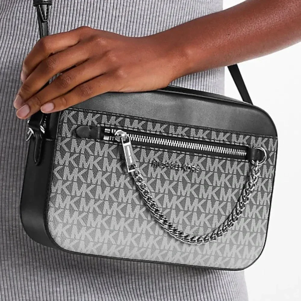 Michael Kors Ombré  Black Signature Logo Large Jet Set Crossbody Bag NWT
